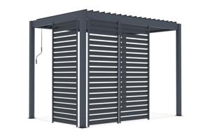 Pergolă bioclimatică independentă PIANA 3x2m din aluminiu gri cu 3 lamele de intimitate 3