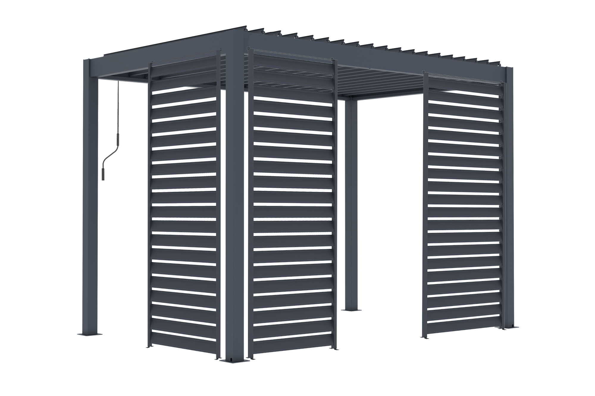 Pergolă bioclimatică independentă PIANA 3x2m din aluminiu gri cu 3 lamele de intimitate 4
