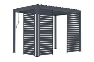 Pergolă bioclimatică independentă PIANA 3x2m din aluminiu gri cu 3 lamele de intimitate 4