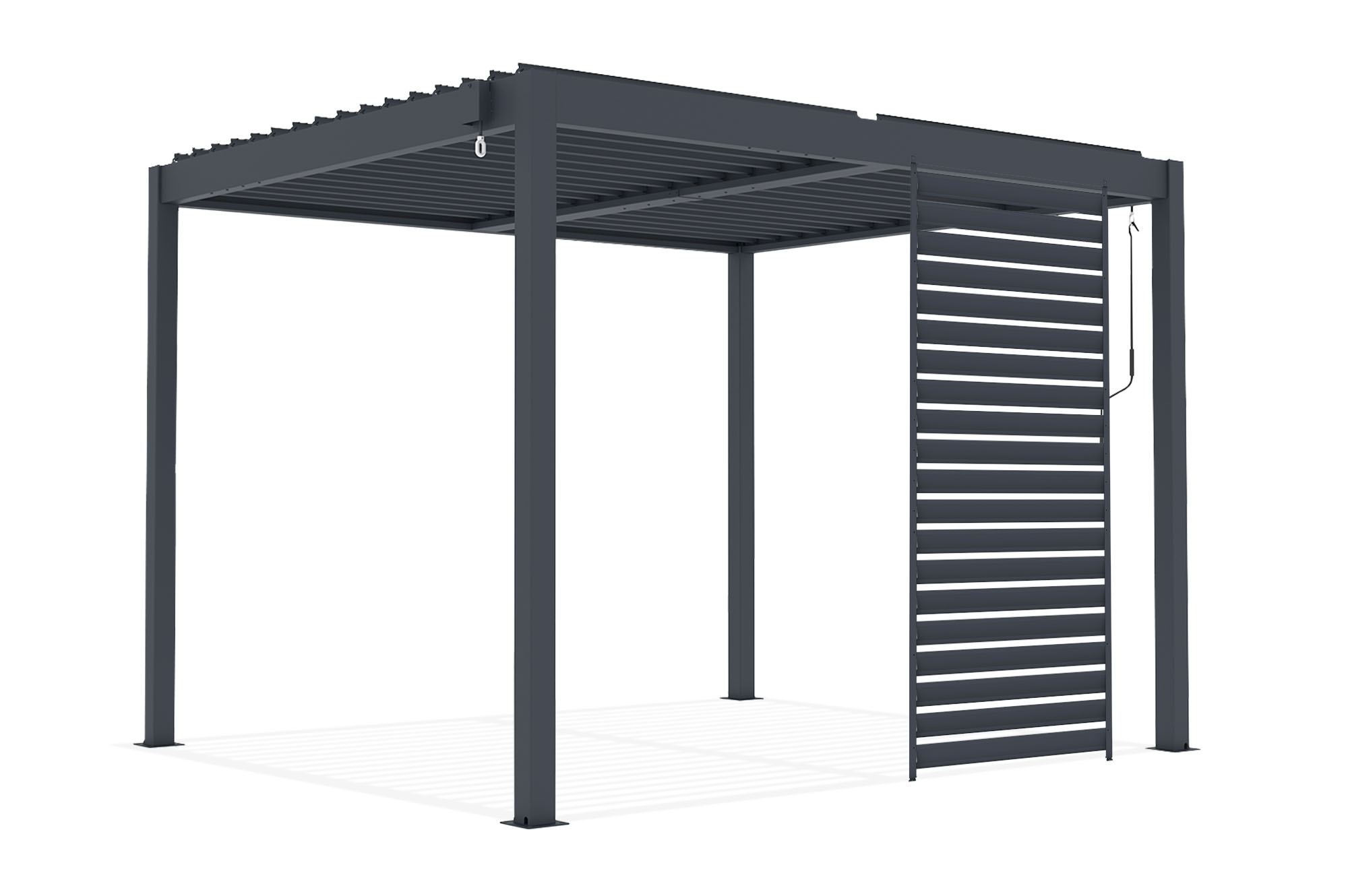PIANA brīvstāvoša bioklimatiskā pergola 3x2,5m pelēks alumīnijs ar 1 privātuma nodrošināšanas žalūzijām 2