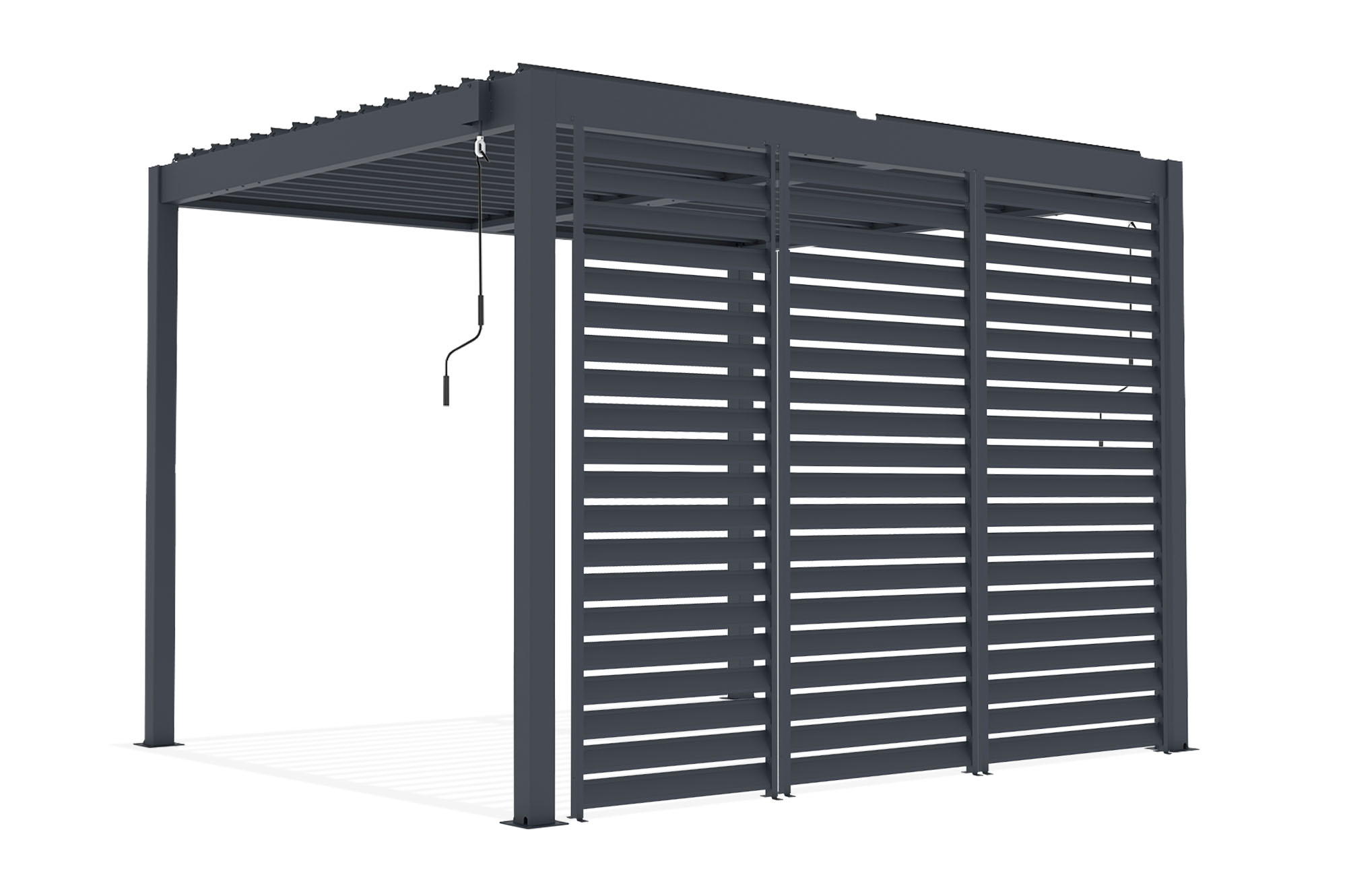 PIANA freestanding bioclimatic pergola 3x2.5m grey aluminum with 3 privacy louvers 2