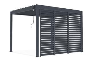 PIANA freestanding bioclimatic pergola 3x2.5m grey aluminum with 3 privacy louvers 2