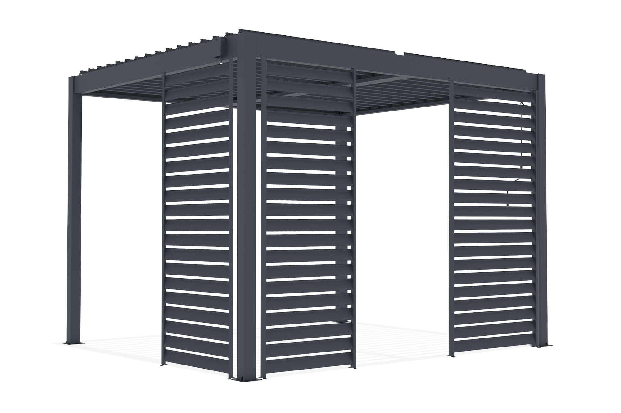 PIANA freestanding bioclimatic pergola 3x2.5m grey aluminum with 3 privacy louvers 4