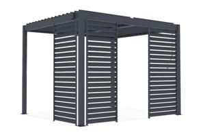 PIANA freestanding bioclimatic pergola 3x2.5m grey aluminum with 3 privacy louvers 4