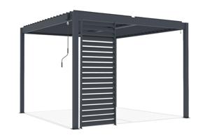 PIANA 3x3m brīvstāvoša bioklimatiskā pergola pelēkā alumīnija krāsā ar 1 privātuma nodrošināšanas žalūzijām 2