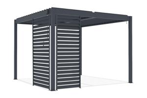 Pergolă bioclimatică independentă PIANA 3x3m din aluminiu gri cu 2 lamele de intimitate 3