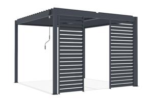 Pergolă bioclimatică independentă PIANA 3x3m din aluminiu gri cu 2 lamele de intimitate 4