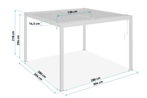 Pergolă bioclimatică independentă PIANA 3x3m din aluminiu alb cu 1 lamelă de intimitate 3