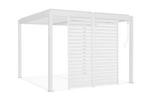 Pergolă bioclimatică independentă PIANA 3x3m din aluminiu alb cu 2 lamele de intimitate 2