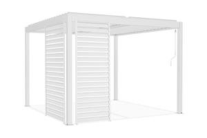 Pergolă bioclimatică independentă PIANA 3x3m din aluminiu alb cu 2 lamele de intimitate 4