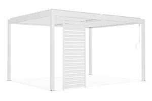 Pergolă bioclimatică independentă PIANA 4x3m din aluminiu alb cu 1 lamelă de intimitate 2