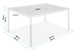 Pergolă bioclimatică independentă PIANA 4x3m din aluminiu alb cu 3 lamele de intimitate 5