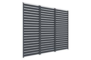 Set de 3 paravane de intimitate VENTO pentru pergolă, 92 cm, lamele cu jaluzele din aluminiu gri - pentru pergola bioclimatică PIANA 3