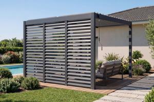 Set de 3 paravane de intimitate VENTO pentru pergolă, 92 cm, lamele cu jaluzele din aluminiu gri - pentru pergola bioclimatică PIANA 6