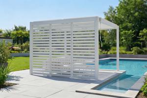 Set of 3 VENTO pergola privacy screens, 92 cm, white aluminum louvered slats - for PIANA bioclimatic pergola 6
