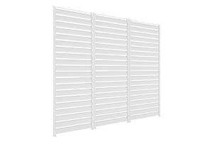 Set of 3 VENTO pergola privacy screens, 92 cm, white aluminum louvered slats - for PIANA bioclimatic pergola 3