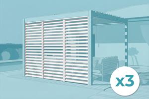 Set mit 3 VENTO Pergola-Sichtschutzwänden, 92 cm, weiße Aluminium-Lamellen - für PIANA Bioklima-Pergola main image