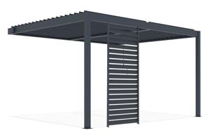 PIANA 4x3m piestiprināta bioklimatiskā pergola pelēkā alumīnija krāsā ar 1 privātuma nodrošināšanas žalūzijām 2