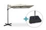 NAVAGIO 2,5x2,5m beige aluminium zweefparasol - 360° draai- en kantelfunctie + ballastplaten