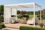PIANA 4x3m fritstående bioklimatisk pergola i hvid aluminium med udtrækkelige persienner på 3m-siden