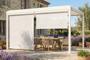 PIANA 4x3m fritstående bioklimatisk pergola i hvid aluminium med udtrækkelige persienner på 4m-siden