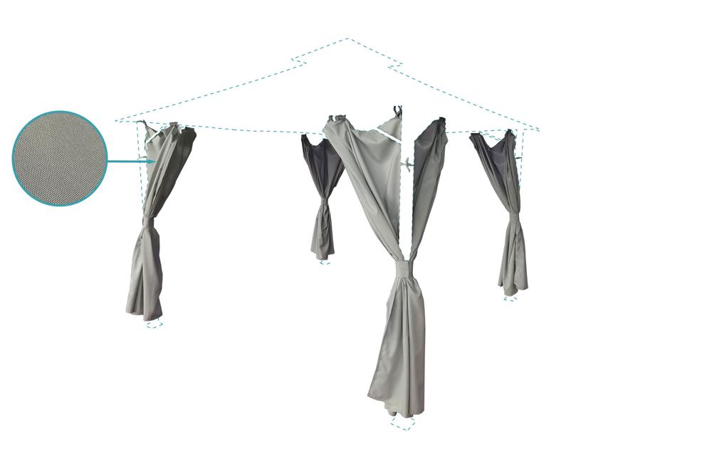 Lot de 4 rideaux 3x3m gris Clair pour Kiosque SAO