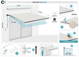 Beige einteilige Markise VECCHIO 3m x 2,5m 2