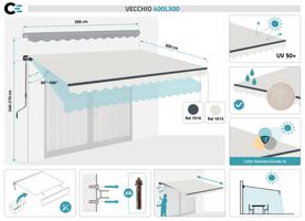 Bézs egyrészes napellenző VECCHIO 4m x 3m 2