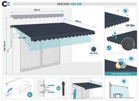 Toldo para terraza gris VECCHIO 4x3m 2