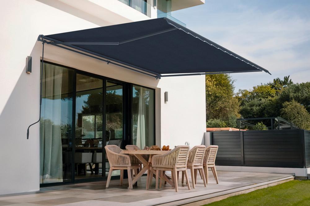 Store banne monobloc gris VECCHIO 4x3m