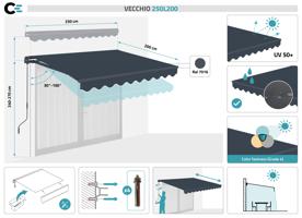 VECCHIO förtält i ett stycke 2,5m x 2m Grå 2
