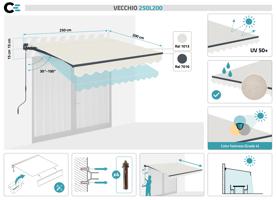VECCHIO egyrészes napellenző 2,5m x 2m Bézs 2