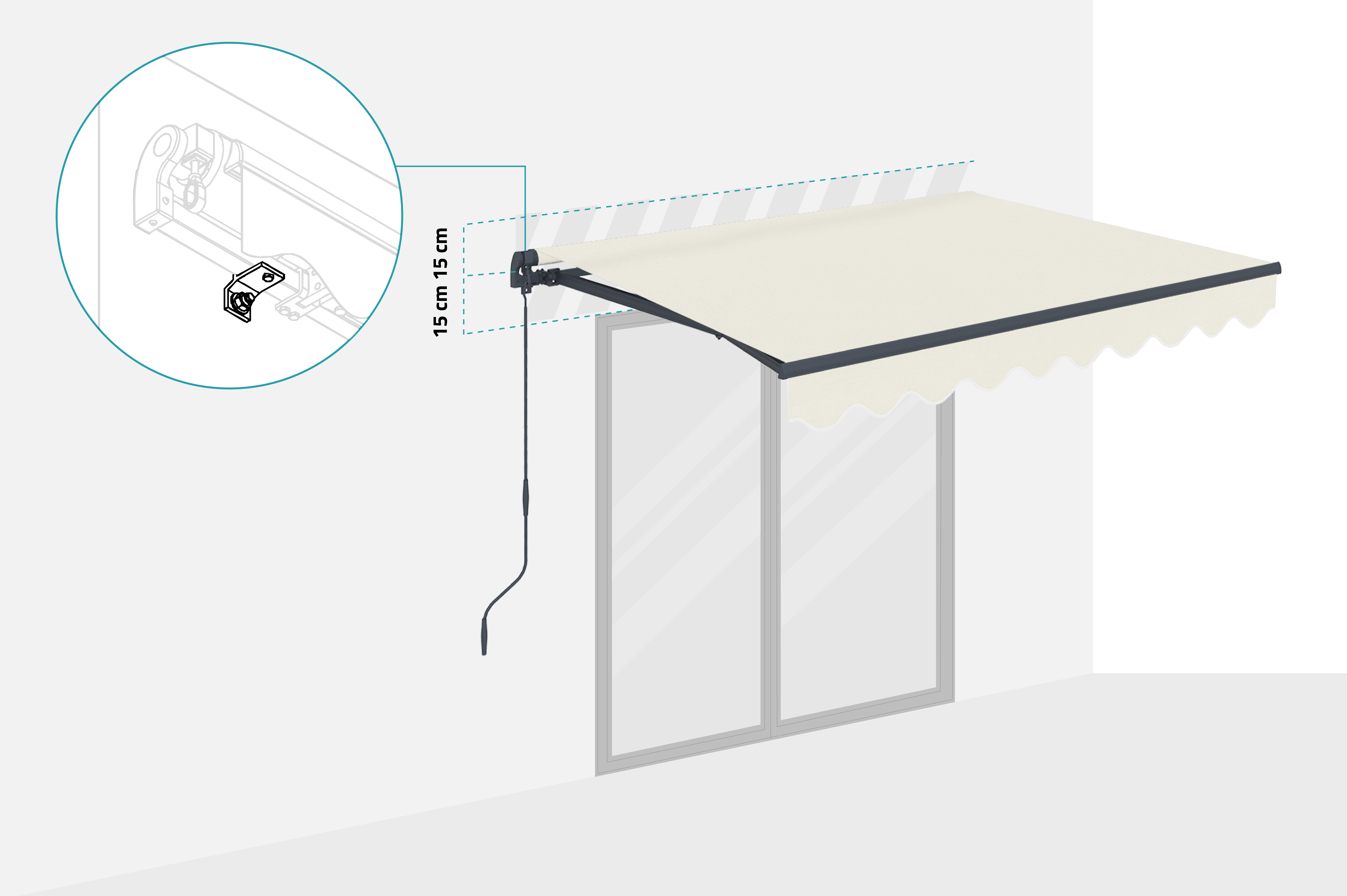 VECCHIO egyrészes napellenző 2,5m x 2m Bézs 3
