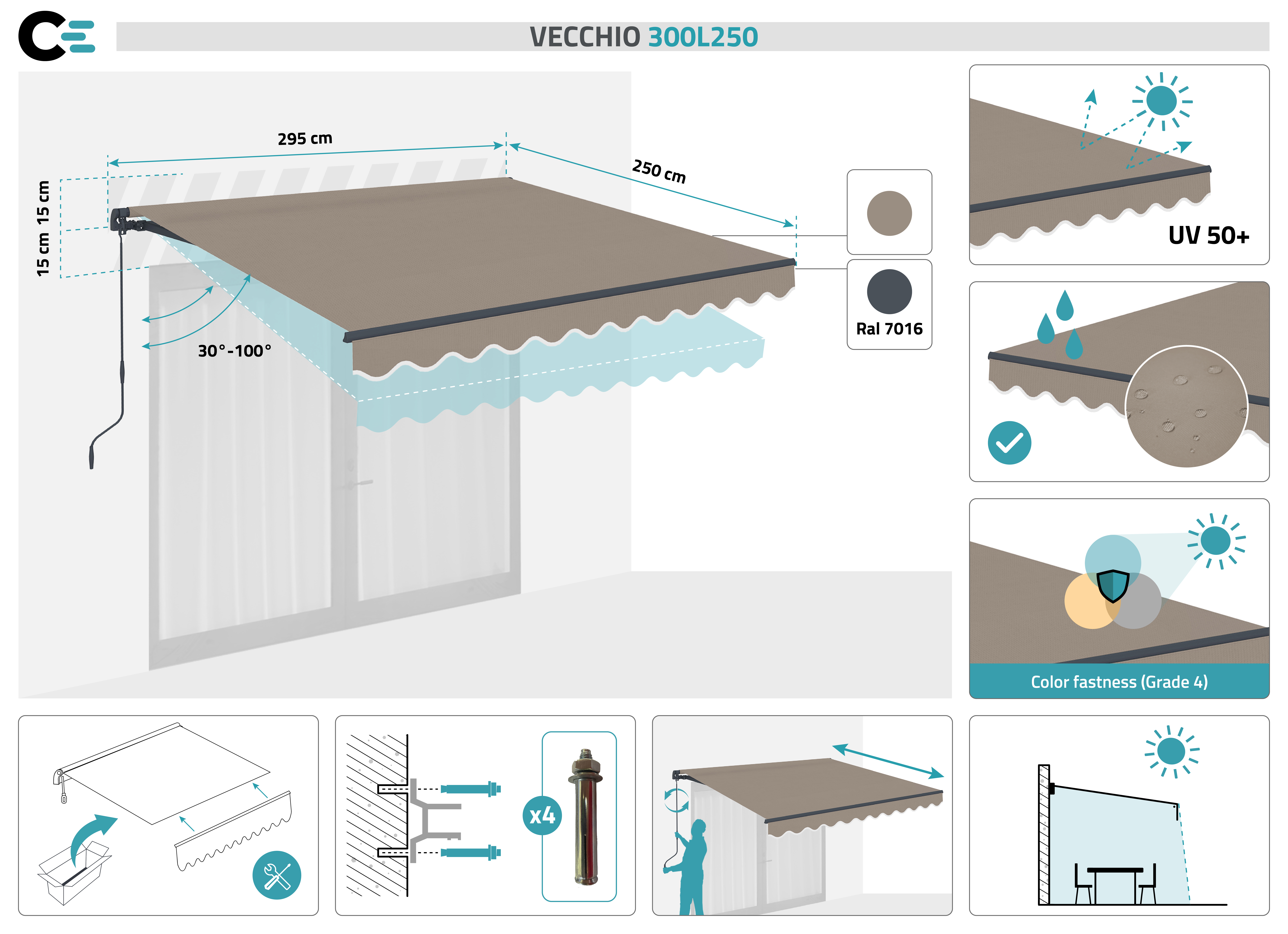 Toldo para terraza VECCHIO 3x2,5m topo 2