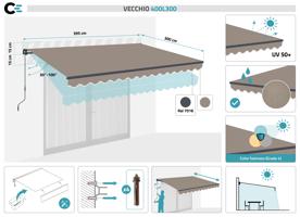 VECCHIO einteilige Markise 4m x 3m Taupe 2