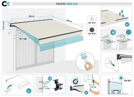 FAZZIO 3x2,5m beige semi-cassette gemotoriseerd zonnescherm 2
