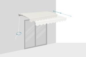 Weiße, einteilige Markise VECCHIO 2,5 m x 2 m, beigefarbenes Segeltuch 4