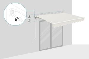 Weiße, einteilige Markise VECCHIO 2,5 m x 2 m, beigefarbenes Segeltuch 3
