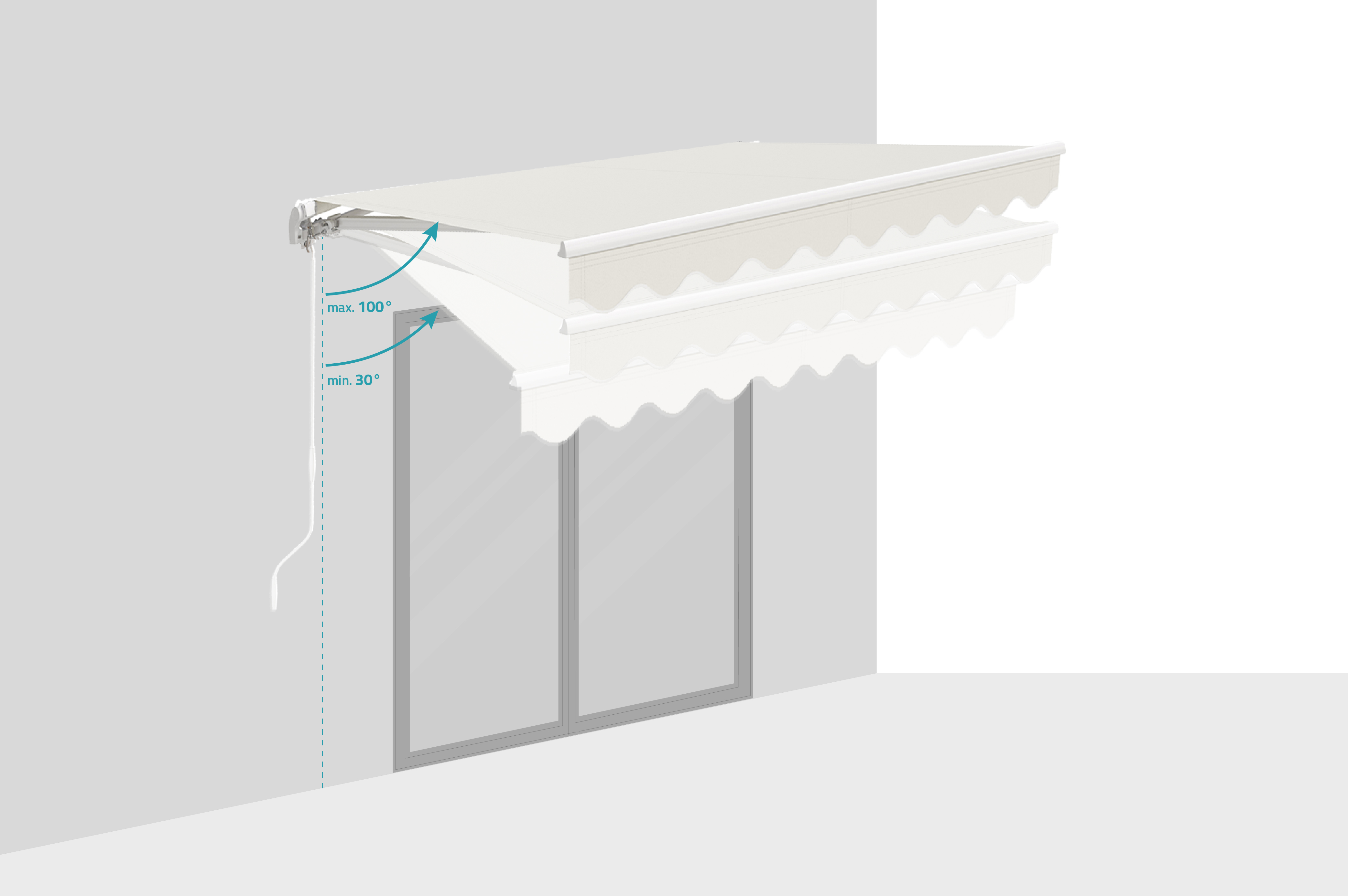 Weiße, einteilige Markise VECCHIO 2,5 m x 2 m, beigefarbenes Segeltuch 5