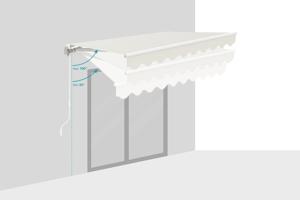 Weiße, einteilige Markise VECCHIO 2,5 m x 2 m, beigefarbenes Segeltuch 5