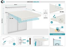 Witte eendelige luifel VECCHIO 3m x 2,5m beige doek 2