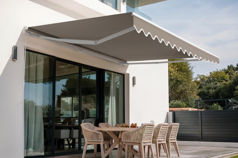 Fehér, egyrészes VECCHIO napellenző, 3 m x 2,5 m bézs vászon