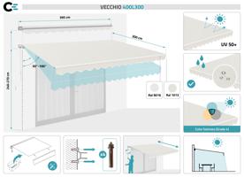 Fehér, egyrészes VECCHIO napellenző 4m x 3m bézs vászonból 2