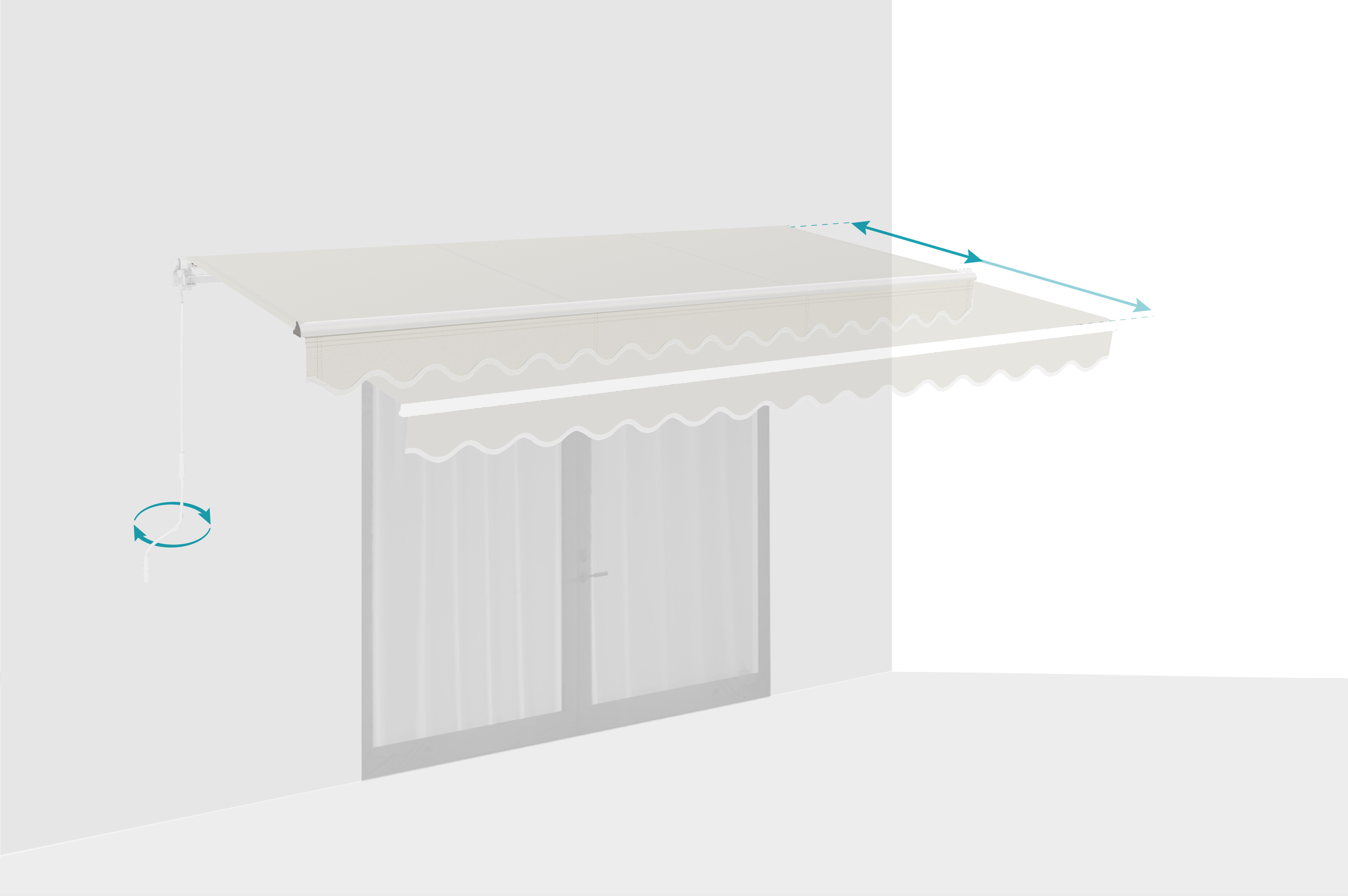 Fehér, egyrészes VECCHIO napellenző 4m x 3m bézs vászonból 4