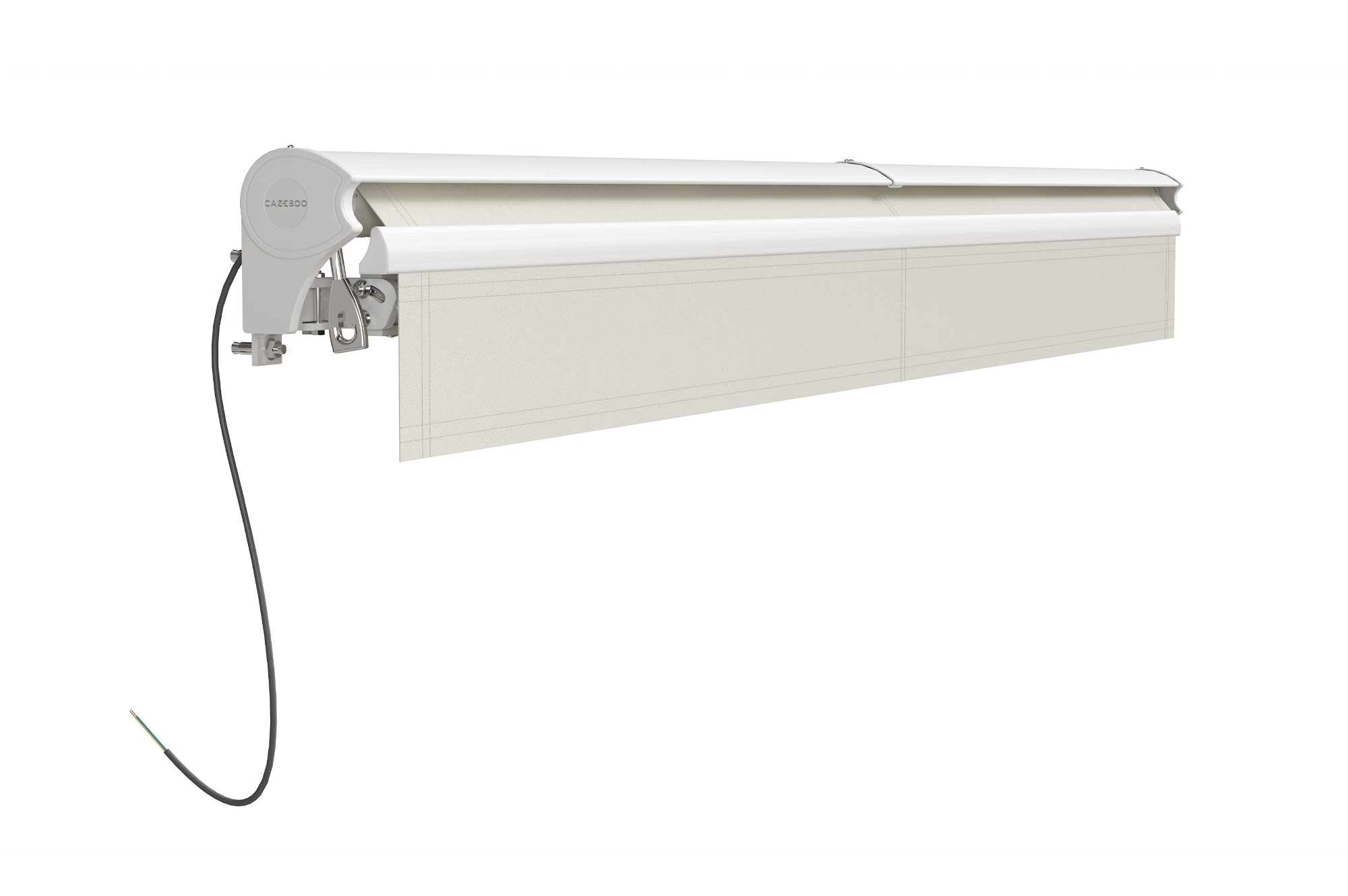 FAZZIO 3m x 2,5m witte semi-cassette gemotoriseerde luifel met beige doek 8