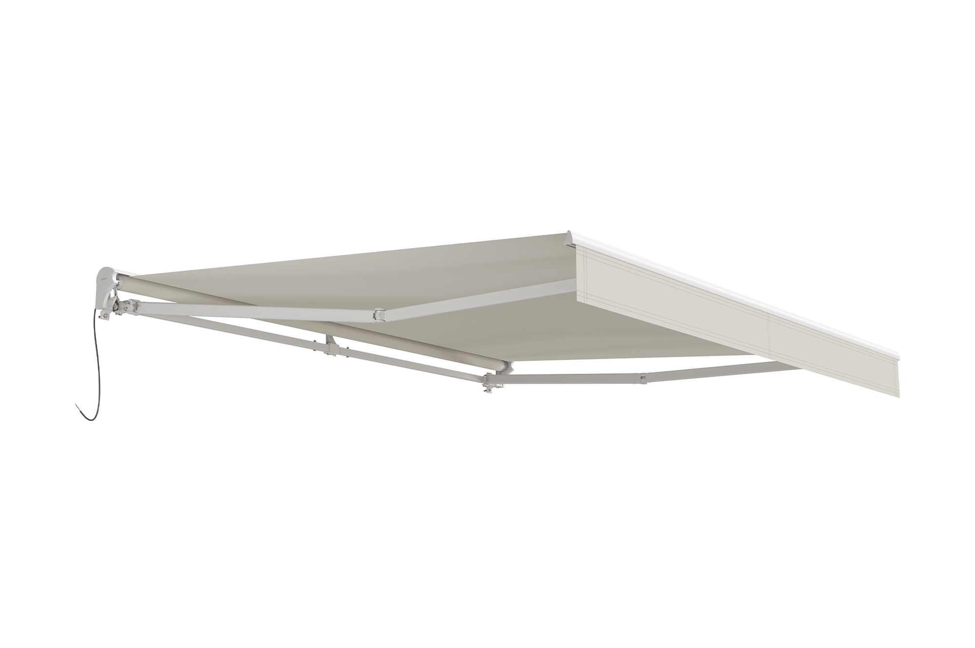 FAZZIO 3m x 2,5m witte semi-cassette gemotoriseerde luifel met beige doek 12