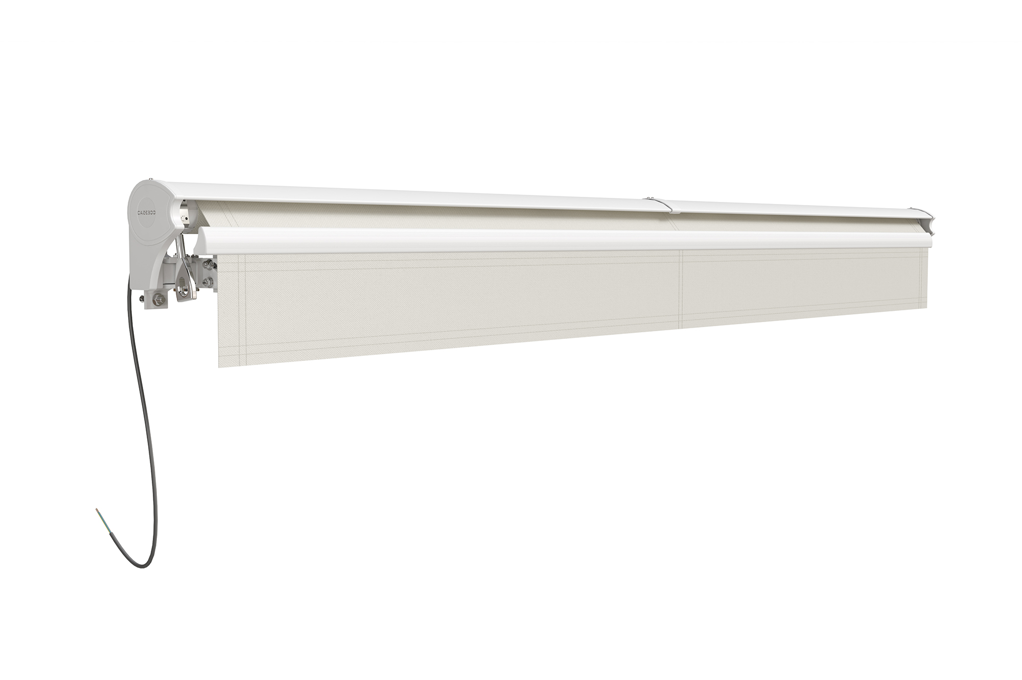 FAZZIO 3m x 2,5m witte semi-cassette gemotoriseerde luifel met beige doek 13