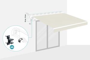 FAZZIO 3m x 2,5m witte semi-cassette gemotoriseerde luifel met beige doek 3
