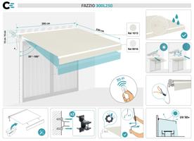 FAZZIO 3m x 2,5m witte semi-cassette gemotoriseerde luifel met beige doek 2