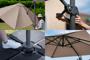 Parasol boczny NAVAGIO 3x3m z aluminium – obrotowy i pochylany o 360° – kolor taupe